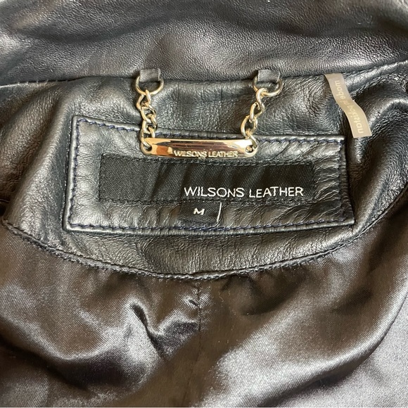 Wilsons Leather Quilted Navy Moto Jacket - Picture 3 of 7